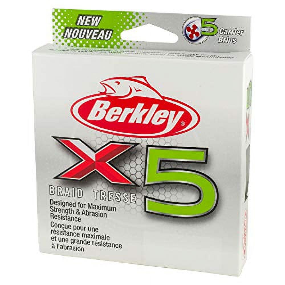 Berkley x5 Braid Fishing Line, Low-Vis Green, 65 lb Test Strength, 328 yd