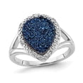 thumbnail image 1 of Blue Druzy Quartz TearDrop Ring in Sterling Silver, 1 of 5