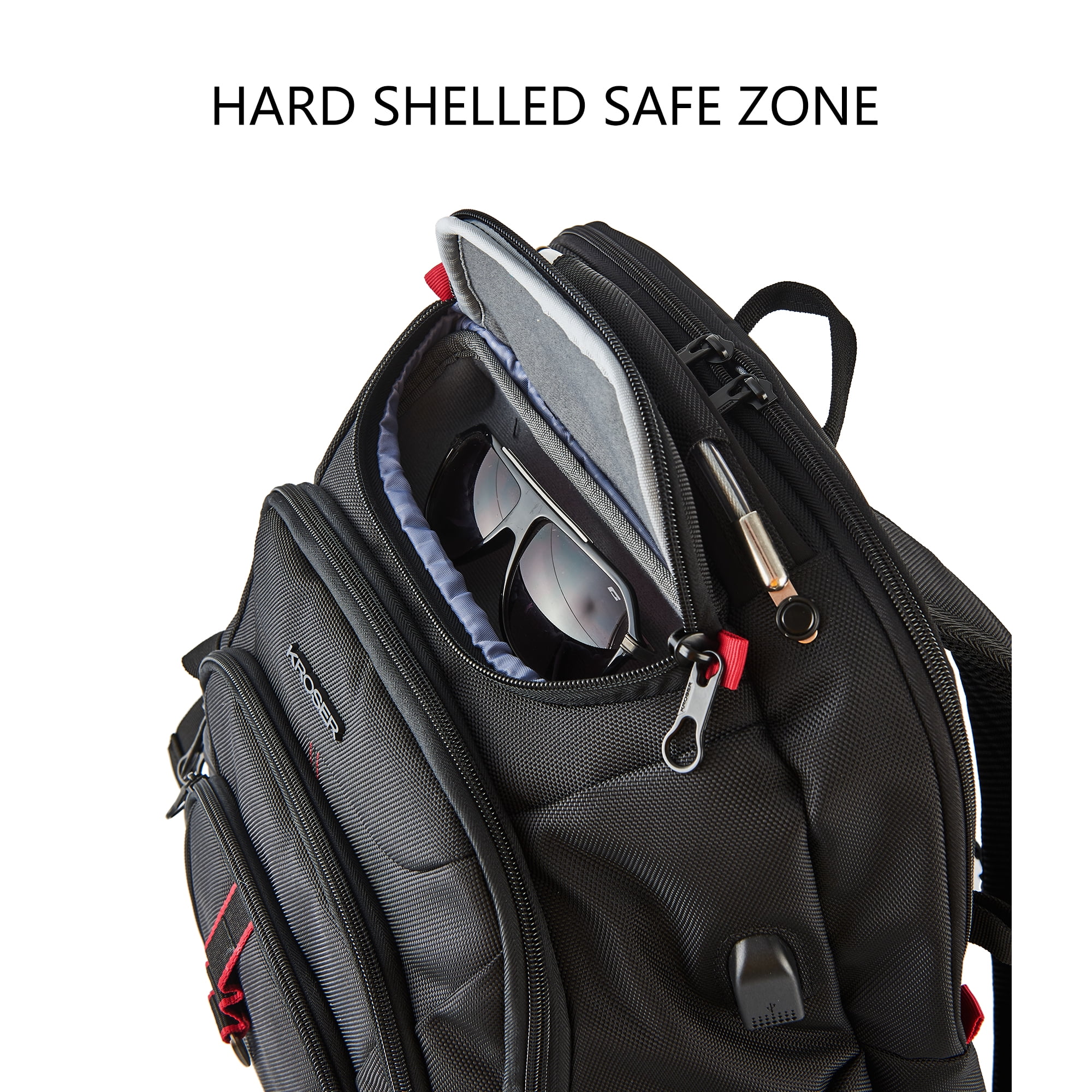 KROSER Waterproof Laptop Backpack for Travel, Business, College, School with RFID, USB, Safety Luggage for Computer