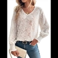 thumbnail image 1 of Camisas de Larga para Mujer, Blusas Informales Holgadas de con Cuello en V y Mangas Farol. M, 1 of 10