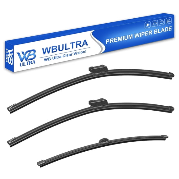 WBULTRA 24" 20" 13" All-Season Beam Windshield Wiper Blades - Silicone, Quiet & Streak-Free - Pack of 3