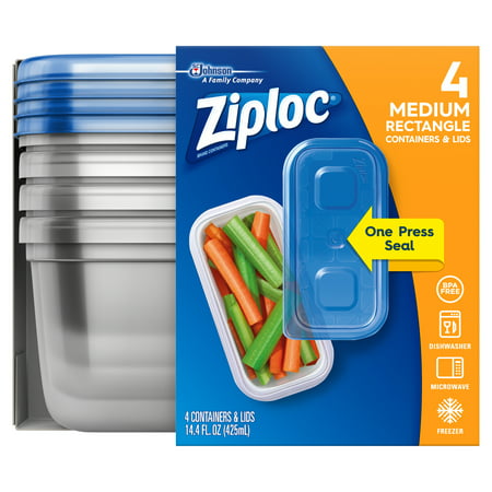 Ziploc brand container with One Press Seal, Medium Rectangle, 4
