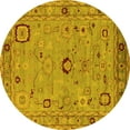 thumbnail image 1 of Ahgly Company Machine Washable Indoor Round Oriental Yellow Traditional Area Rugs, 7' Round, 1 of 4