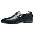 thumbnail image 2 of Santimon Men Single Monk-strap Shoes Formal Business Shoes Square Toe Dress Shoes Black 6 US, 2 of 8