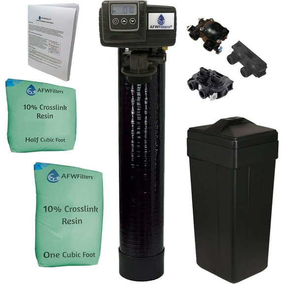 AFWFilters Fleck 5600SXT UPGRADED HIGH capacity 10% resin 48,000, Black - 3/4" Bypass