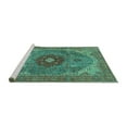 thumbnail image 2 of Ahgly Company Machine Washable Indoor Round Medallion Turquoise Blue Traditional Area Rugs, 5' Round, 2 of 4