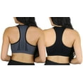 thumbnail image 3 of ToBeInStyle Women's Reversible Compression Double Layered Sports Bras Medium, Black/Charcoal, 3 of 5
