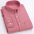 thumbnail image 2 of Blusa de manga larga para hombre Camisa informal juvenil con estampado de rayas verticales y solapa fina para ir de compras a la oficina, 2 of 5