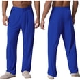 thumbnail image 5 of SiiRoh Men's Samba Salsa Ballroom Dance Pants Solid Color Adjustable Buckle Belted Trousers Blue XL, 5 of 6