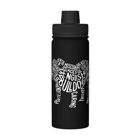 

English Bulldog Letters 18 Oz Water Bottles Insulated Water Bottle Stainless Steel Thermos with Flip Lid