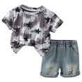 thumbnail image 2 of NAISIBABY Boy's Sets 2-Piece, Graphic Short Sleeve T-Shirt and Denim Shorts Summer Fashion Outfits Clothes Purple 2-3T, 2 of 3