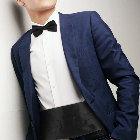 GAXIRE Formal Bow Tie Set for Men, Soft Polyester Bow Tie with Cummerbund and Pocket Square, Wedding and Party Accessories