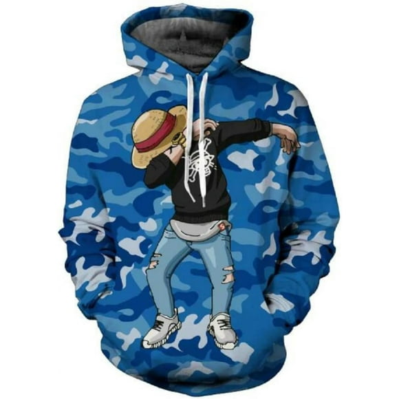 For Cosplay 3D Anime Pullover Hoodie Monkey D Luffy Halloween Unisex Adult Manga Merch Sweater With Kangaroo Pockets XX-Large