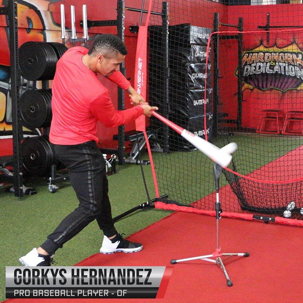 PowerNet Baseball Softball Batting Tee, Adjustable Height Baseball Tee 27.5" - 44", Portable Baseball Tees for Hitting Training, Collapsible Rubber Top Tee, Hitting Drill Coaching Aid (Heavy Tee)