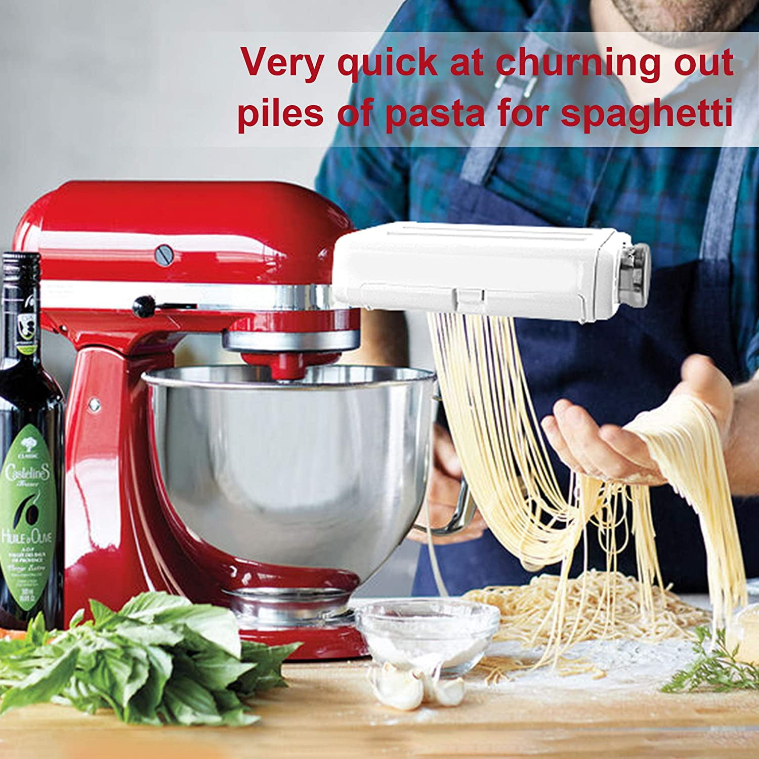 Pasta Maker Attachment for Kitchenaid Mixers, Noodle Maker 3 in 1 Set of  Pasta Sheeter Fettuccine Cutter Spaghetti Cutter and Cleaning Brush,  Kitchen