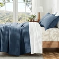 thumbnail image 4 of Exclusivo Mezcla Full Queen Quilt Bedding Set, Stripe Stitching Navy Quilts Queen Size for All Seasons, Soft Lightweight Microfiber Bedspreads Coverlets Bed Cover, 90"x96", 4 of 6