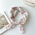 thumbnail image 2 of Xfvqtps Womens Silk Scarf Flower Print Broken Flowers Lively Fashion Versatile Multi Functional Decorative Breathable Spring and Summer Cotton and Linen Headband Square Scarf Pink, 2 of 3