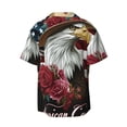 thumbnail image 5 of KLL Eagle With Hat And Roses Print Men's Shirt Short Sleeve Button Down Summer Cuba Beach Shirts- X-Large, 5 of 5