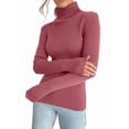 thumbnail image 1 of Suéteres Acanalados para Mujer, Lindos Suéteres de Punto de Cuello Alto, Ajustados y Cálidos Rojo Ladrillo un Tamaño, 1 of 9