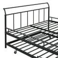 thumbnail image 5 of Full Size Daybed with Pullout Trundle, Metal Daybed Frame Full Size with Curved Handle Design, Heavy Duty Steel Slat Support Sofa Bed for Teens Adults Bedroom Apartment, No Box Spring Needed, Black, 5 of 8