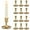 Gold-12pcs, variant on Gold Taper Candle Holder Set of 2, Hewory Short Skinny Brass Candlestick Holders, Vintage Small Low Metal Candles Sticks for Wedding Centerpieces Christmas Birthday Party Holiday Dinning Table Decor