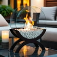 thumbnail image 4 of Daily Mix Store Foyer au Propane de Table - Foyer de Table Portable pour Patio Intérieur/extérieur, Mini Bol à Feu avec Pare-Vent en Verre, Perles en Verre et Housse, Design Semi-Circulaire en Métal Nouvelle Mise à Niveau, 4 of 8