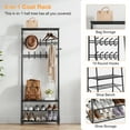 thumbnail image 6 of Coat Rack Stand with Bench, 3-Tier Shoe Storage Shelf, 4-in-1 Freestanding Entryway Organizer with with Hooks for Hallway Living Room, 6 of 8