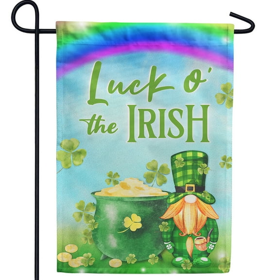 America Forever Gnome St Patricks Day Garden Flags 12.5" x 18" Double Sided Leprechaun Pot of Gold Holiday Luck of the Irish Seasonal Outdoor Yard St Patricks Day Decorations
