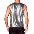 thumbnail image 3 of INSPIRE CHIC Metallic Tank Tops for Men's Holographic Sleeveless T-Shirt Disco Party Shiny Vest L Gray Silver, 3 of 6