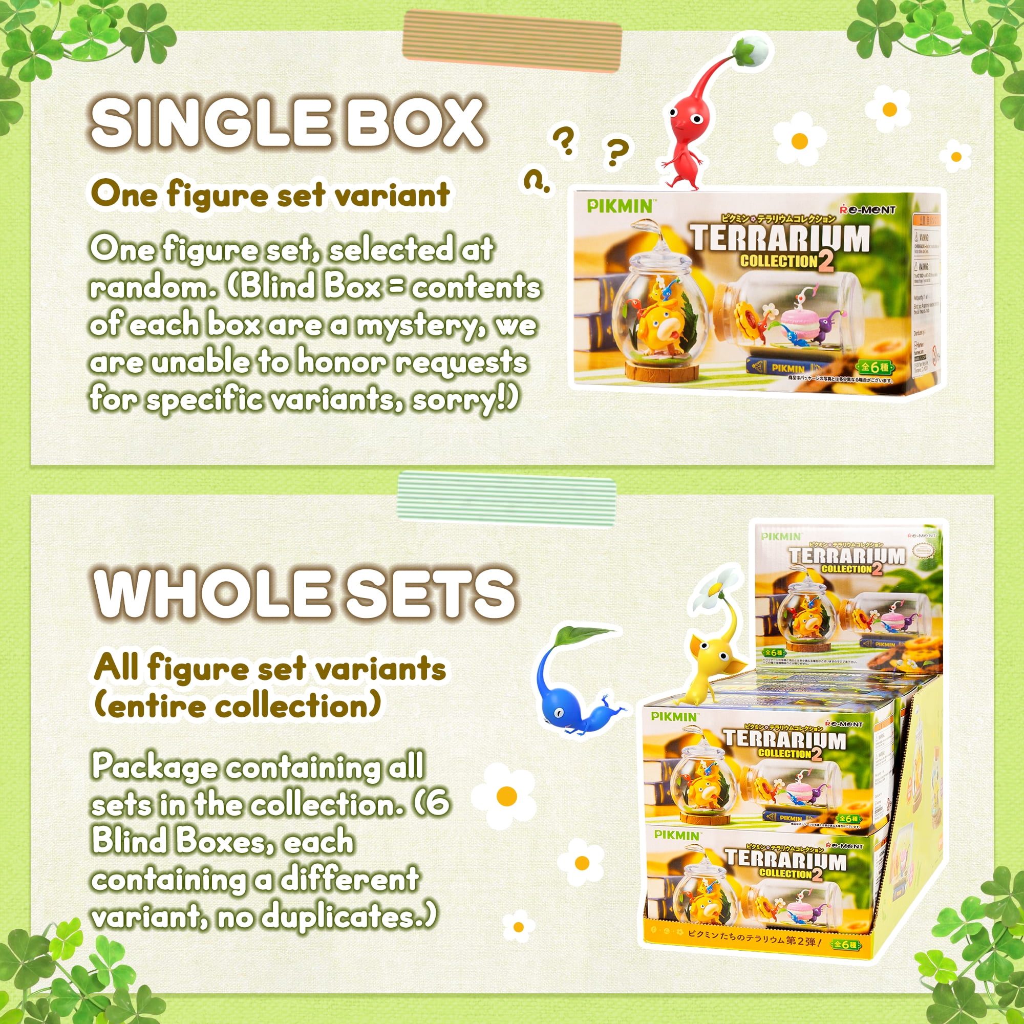 Hamee RE-Ment Pikmin Blind Box Miniature Figure Set for Birthday Gift, Party Favor, Collectible Toy (Pikmin Terrarium Collection 2) – 6 Pc. (Full Set)