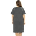 thumbnail image 4 of Women's Nightgown Button Down Sleepshirt Loungewear Short Sleeve V Neck Sleepwear with Pocket Soild Pajamas Dress Plus Size,Gray XL-4XL, 4 of 8