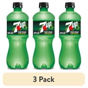 (3 pack) 7UP Caffeine Free Zero Sugar Lemon Lime Soda Pop, 20 fl oz, Bottle