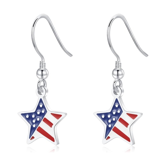 DESIGNICE 4Th of July Earrings for Women American Flag Patriotic Theme Red White and Blue Usa Jewerly Gifts