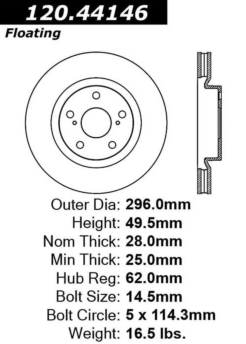 Centric 120.44146 Premium Brake Rotor, Medium Fits select: 2006-2018 TOYOTA RAV4, 2007-2017 TOYOTA CAMRY
