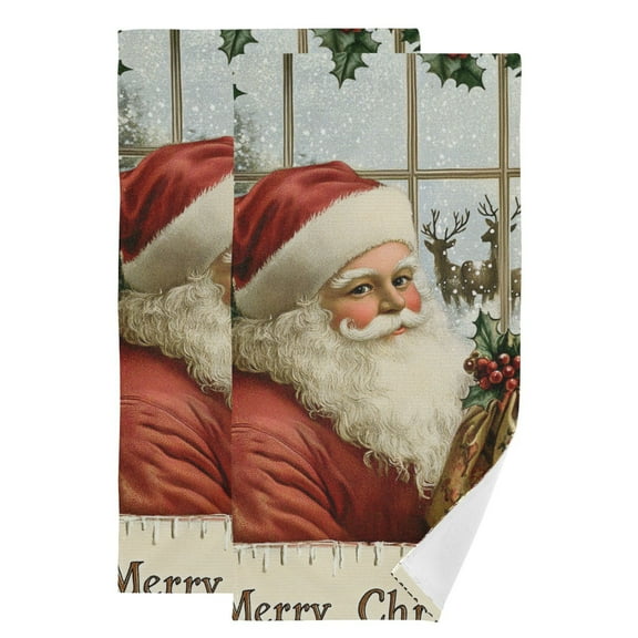 Funny Christmas Card Hand Towel Absorbent Bath Towels for Bathroom Sports Gym(28.3" X 14.4") Set of 2