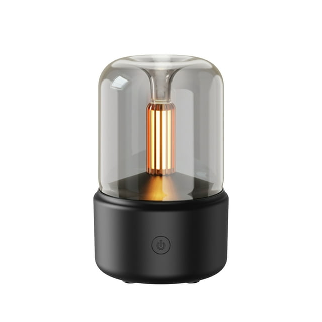Difusor de aroma estilo luz de velas Humidificador de niebla de 120 ml Luz de noche blanca cálida Di Tomshoo Negro
