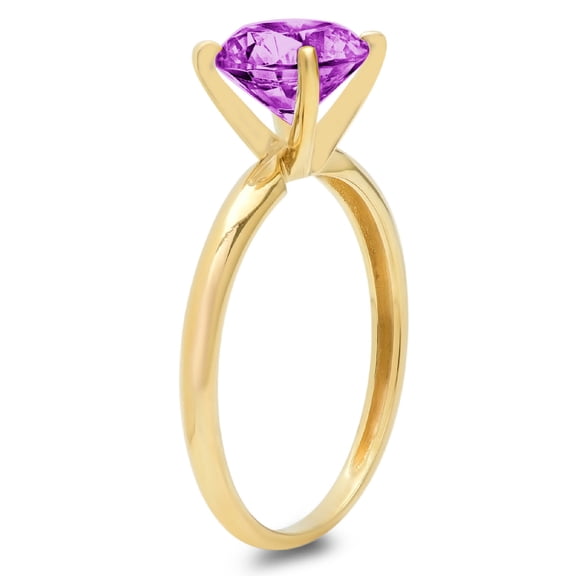 2.5 ct Round Cut Simulated Alexandrite Solitaire Engagement Ring for Women in 18K Yellow Gold