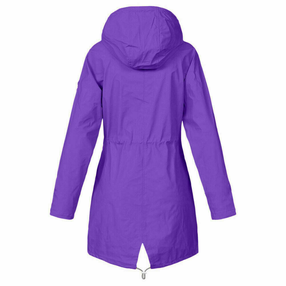 Puloru Women´s Waterproof Raincoat Long Sleeve Zipper Hooded Outdoor Wind Rain Forest Jacket Coat - image 2 of 2