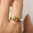 thumbnail image 5 of Plain band citrine engagement ring asscher cut yellow stone silver ring November birthstone, 5 of 5