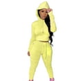 thumbnail image 2 of Itsame Tops and Pants Activewear Set Womens Sweatsuits 2pcs Sets Long Sleeved Solid Color Women Athletic Outfit Sets Yellow Size L, 2 of 7