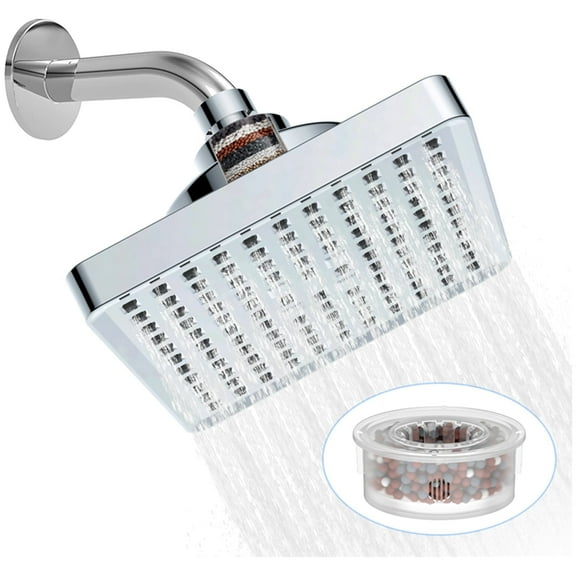 6" Filter Shower Head with High Pressure Rain Showerhead, Adjustable Brass Ball Joint, Touch-Clean Nozzles, Anti-Clog (ABS, G1/2")
