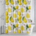 thumbnail image 3 of Yellow Lemon Shower Curtain for Bathroom Decor, Floral Leaf Summer Fruit Farmhouse Grey Plaid Waterproof Fabric Shower Curtain, 36"x72" Set with 12 Hooks, 3 of 9