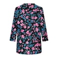 thumbnail image 6 of JTZGDY Womens 3/4 Sleeve Tops Dressy Casual Floral Printed Fall V Neck Outfit Graphic T-Shirts Trendy 2025 Basic Ruched Pleated Fall Tunic Blouse for Leggings Blue#01 L, 6 of 7