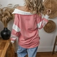 thumbnail image 5 of HAiming Color Block Pullover Tops Casual V Neck Lapel Collar Long Sleeve Shirt Fall Winter Trendy Clothes, 5 of 5