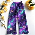 thumbnail image 5 of Trgacdwlo Halloween Pajama Pants Fuzzy Spooky Season Wide Leg Flannel Pj Pants for Women Elastic Waist Winter Comfy Warm Lounge Bottoms, 5 of 6