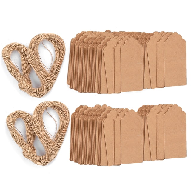 200 etiquetas de papel kraft para decoración de bodas, etiquetas colgantes para ropa, 4 x 9 cm