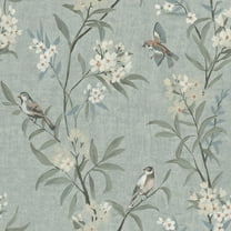 Chesapeake Tea Olive Blue Finch Frolic Wallpaper