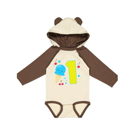 

Inktastic Ice Cream First Birthday in Blue Gift Baby Boy or Baby Girl Long Sleeve Bodysuit