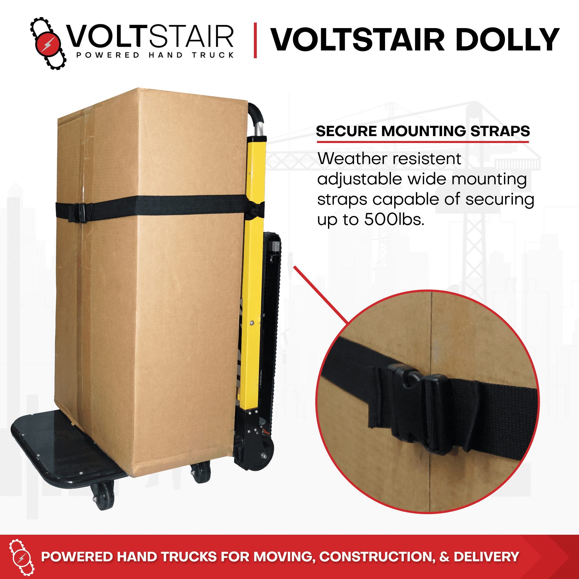 Voltstair Hercules Motorized Stair Climbing Hand Truck Portable Moving Dolly, 500 lb Limit