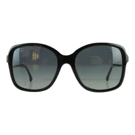 Gently Used Chanel 5308-B 501/S8 Black Rhinestone Plastic Sunglasses 58mm